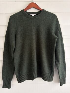 GAP Men’s S Lambswool Sweater Green Heather Donegal Fleck Crewneck Wool Blend